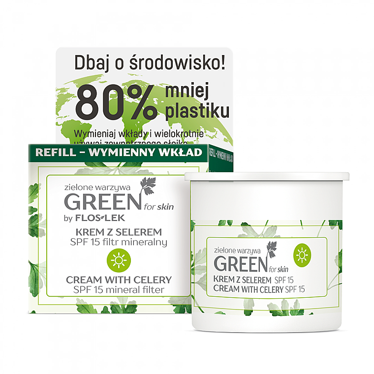 Tagescreme für das Gesicht mit Sellerie SPF 15 - Floslek Green For Skin Day Cream Refill — Bild N1