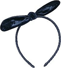 Velours-Haarreif mit Schleife dunkelblau - Lolita Accessories — Bild N1