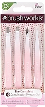 Kombination Pinzetten-Set 4-tlg. - Brushworks 4 Piece Combination Tweezer Set White & Pink  — Bild N1
