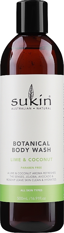 Duschgel Limette und Kokosnuss - Sukin Botanical Body Wash Lime & Coconut (ohne Spender)  — Bild N2