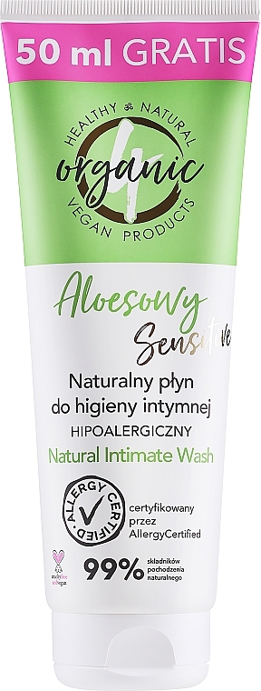 Natürliche Flüssigkeit für die Intimhygiene mit Aloe - 4Organic Natural Intimate Wash Aloe — Bild N3
