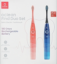 Düfte, Parfümerie und Kosmetik Set für elektrische Zahnbürsten blau und rosa - Oclean Flow Find Duo Set 