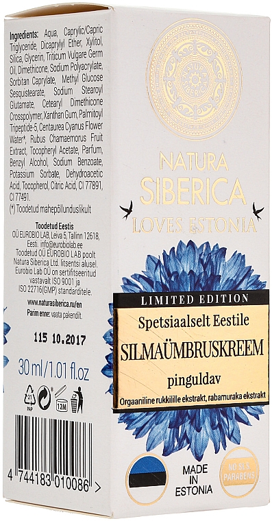 Liftingcreme für die Augenpartie mit Kornblumen- und Moltebeerextrakt - Natura Siberica Loves Estonia Eye Lifting Cream