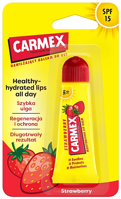 Feuchtigkeitsspendender Lippenbalsam für trockene und rissige Lippen mit Erdbeergeschmack SPF 15 - Carmex Lip Balm