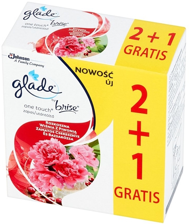 Glade Touch & Fresh Luscious Cherry & Peony  - Ersatzflasche mit Mini-Spray Pfingstrose und saftige Beeren 3 St. — Bild N1