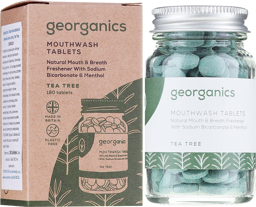 Zahnreinigungstabletten mit Teebaumextrakt - Georganics Natural Mouthwash Tablets Tea Tree — Bild N1