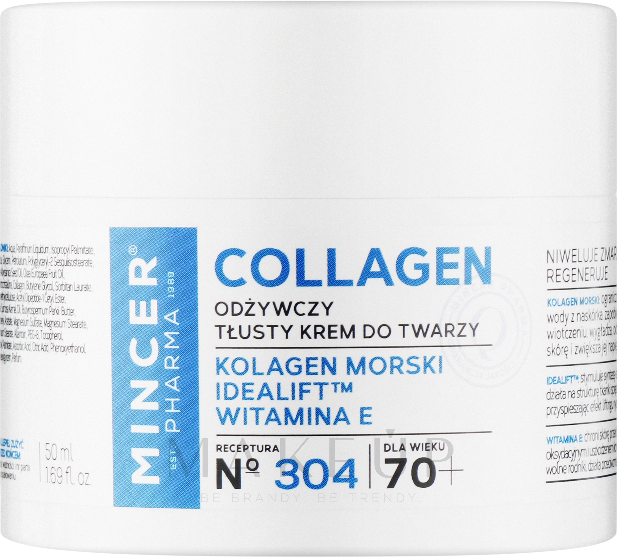 Pflegende fettige Gesichtscreme 70+ №304 - Mincer Pharma Collagen Face Cream — Bild 50 ml