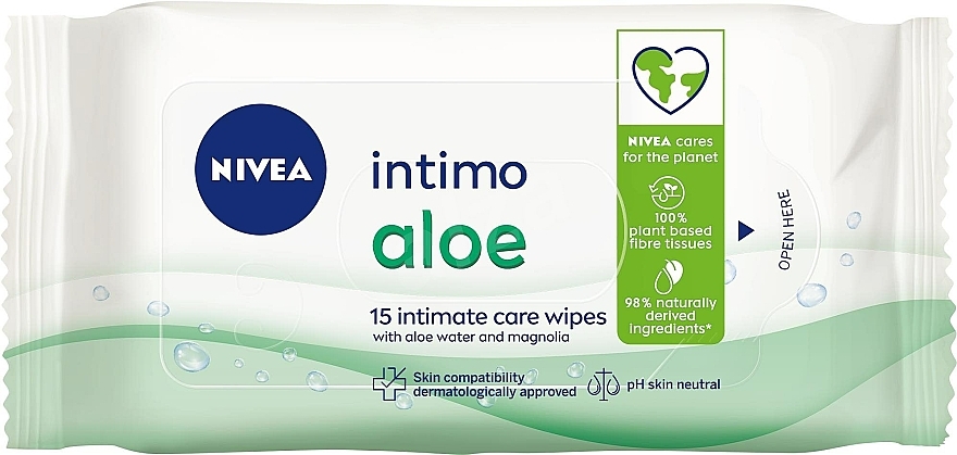 Feuchttücher für die Intimhygiene mit Aloe-Wasser und Magnolie - Nivea Intimo Aloe Water — Bild N1