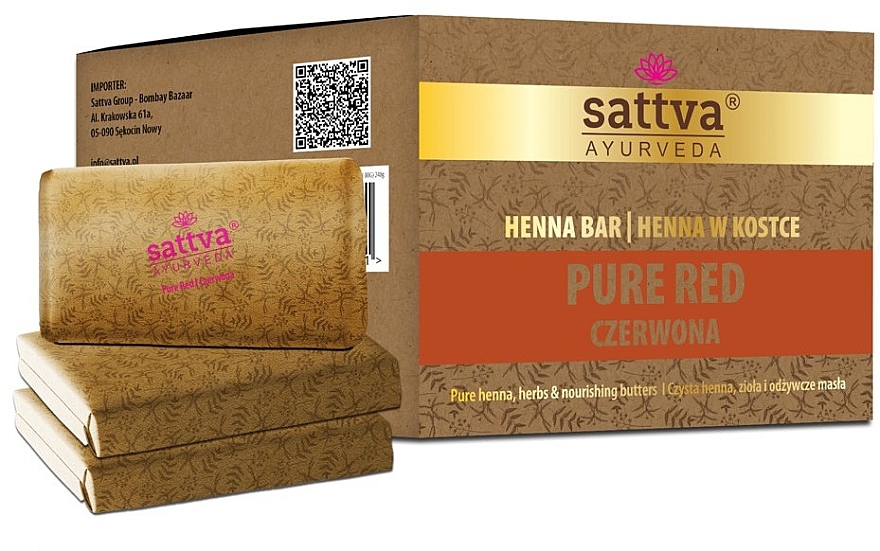 Henna für Haare - Sattva Ayurveda Henna Bar Pure Red  — Bild N1