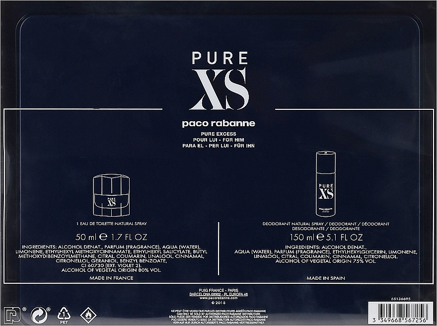 Paco Rabanne Pure XS - Duftset (Eau de Toilette 50ml + Deospray 150ml) — Bild N4