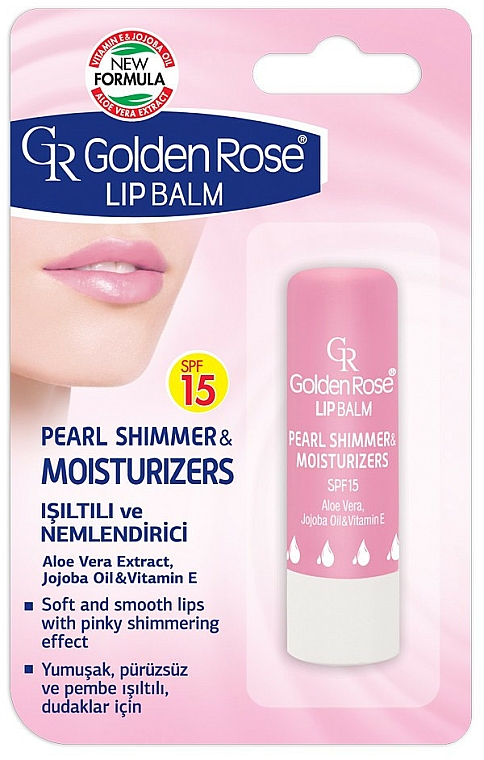 Lippenbalsam - Golden Rose Lip Balm Pearl Shimmer & Moisturizers SPF15