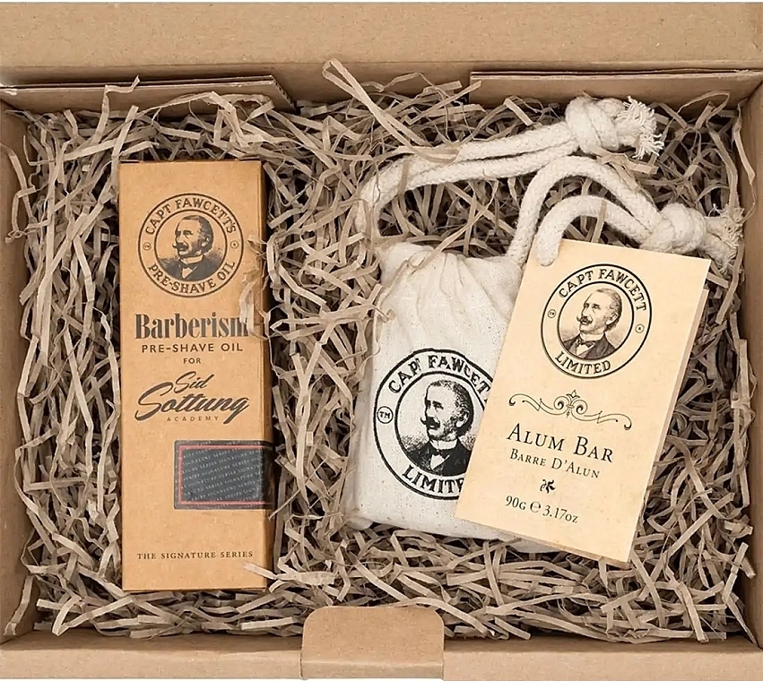 Captain Fawcett Shaving Gift Set (Bartöl 50ml + Alaunstein 90g)  - Set — Bild N1