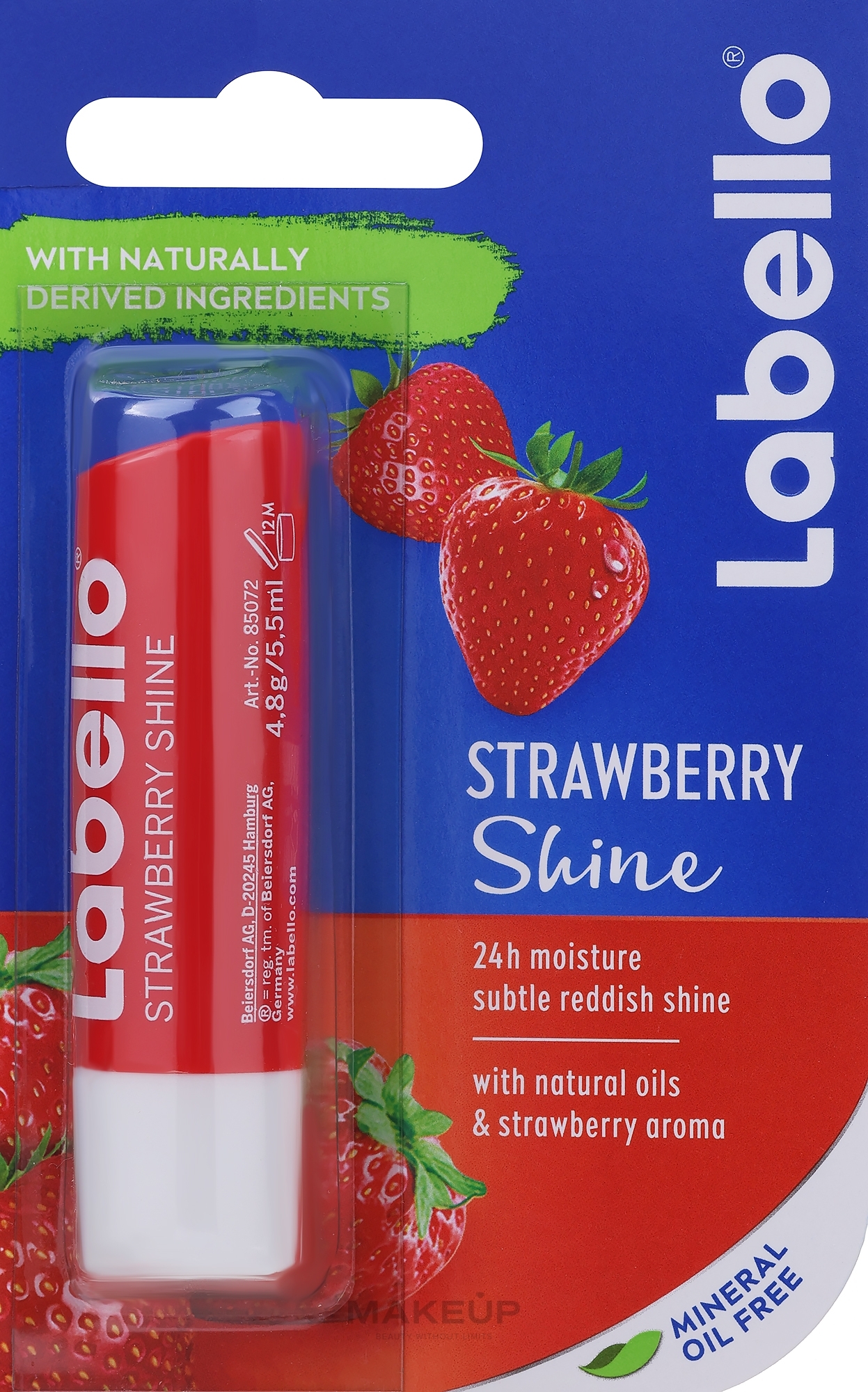 Lippenpflegestift mit Erdbeergeschmack - Labello Lip Care Strawberry Shine Lip Balm — Bild 4.8 g