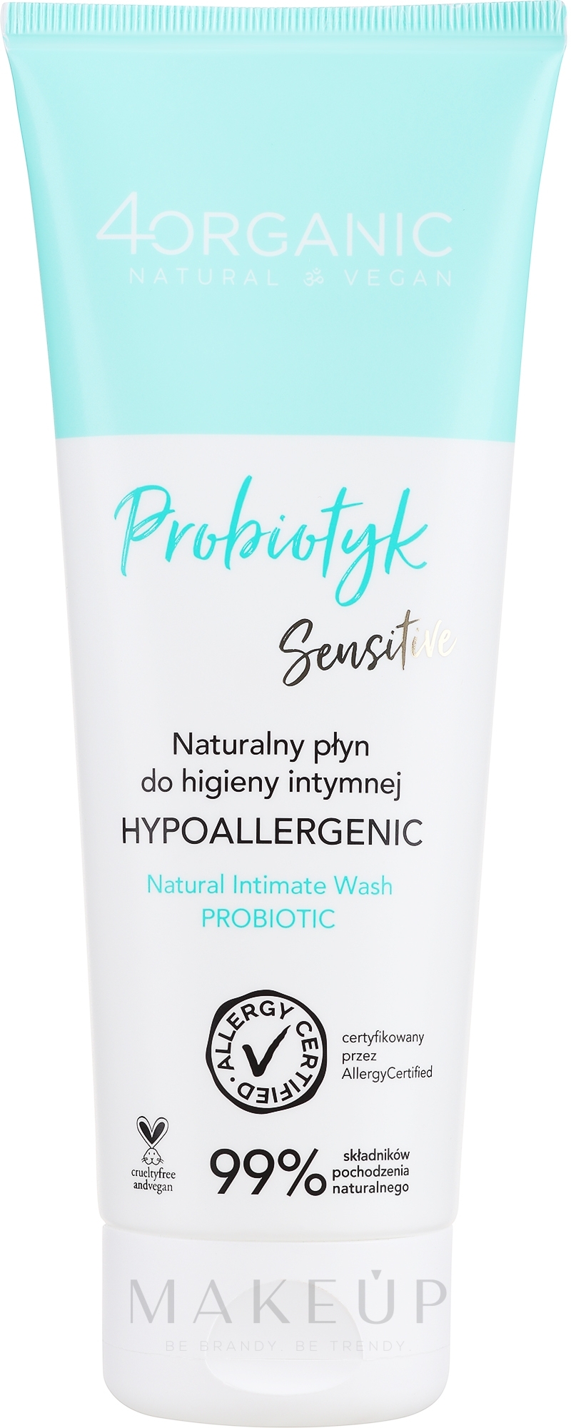 Intimwaschgel mit Aktivkohle - 4Organic Probiotic Sensitive Natural Intimate Wash — Bild 250 ml
