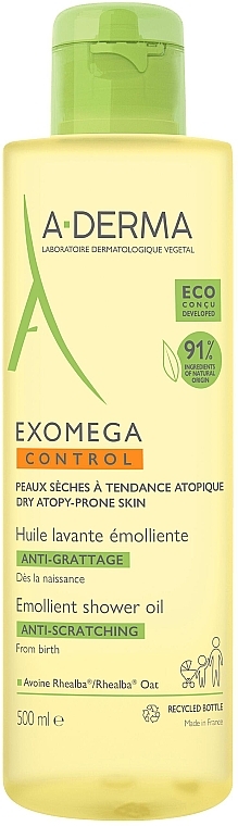 Erweichendes Gesichts- und Körperreinigungsöl für trockene und zu Atopie neigende Haut - A-Derma Exomega Control Emollient Cleansing Oil