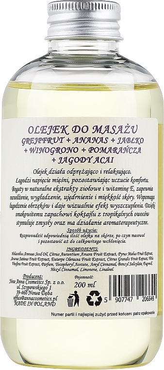 Massageöl mit Ananas, Trauben und Acai-Beere - Fergio Bellaro Massage Oil — Bild N2