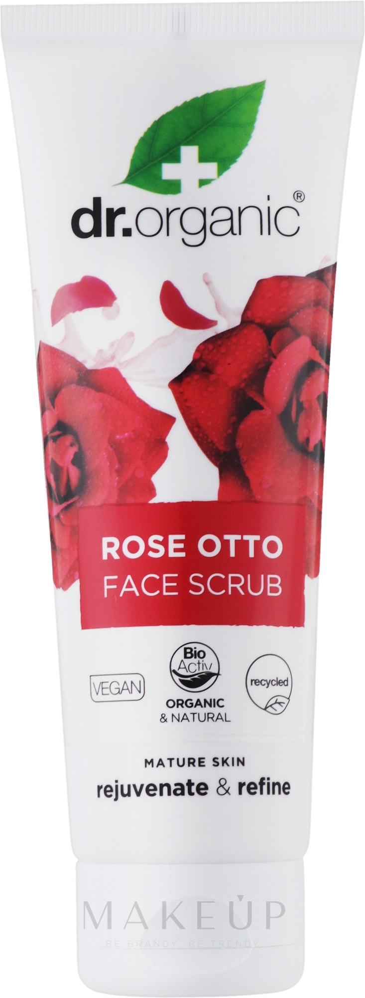 Tiefenreinigendes Gesichtspeeling mit Bio Rosenöl - Dr. Organic Bioactive Skincare Rose Otto Face Scrub — Bild 125 ml