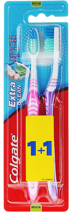 Zahnbürste weich Extra Clean rosa, lila 2 St. - Colgate Extra Clean Medium — Bild N1