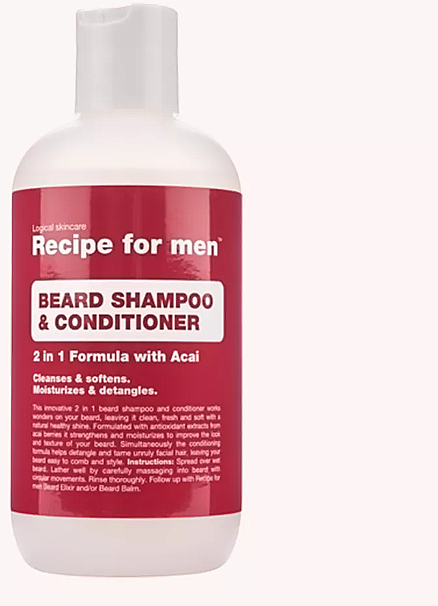 Feuctigkeitsspendendes Shampoo und Conditioner für Bart und Schnurrbart - Recipe for Men Beard Shampoo & Conditioner — Bild N1