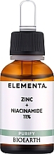 Düfte, Parfümerie und Kosmetik Gesichtsserum Zink + Niacinamid 11% - Bioearth Elementa Purify Zinc + Niacinamide 11%