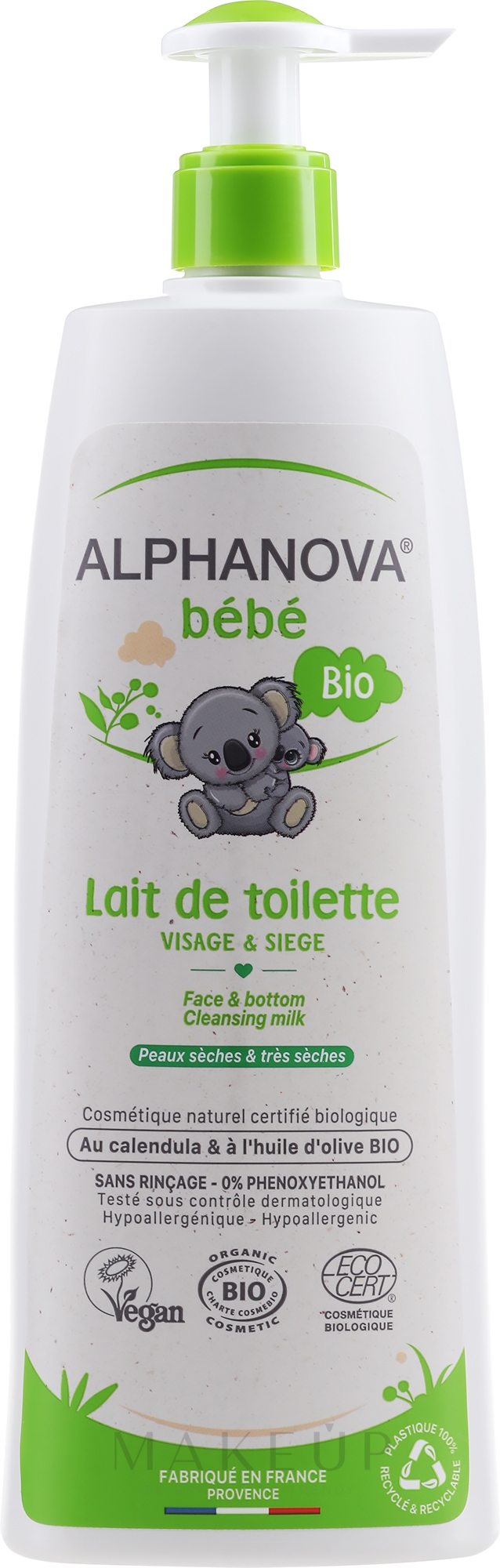 Beruhigende Bio Körperlotion für normale und trockene Babyhaut - Alphanova Bebe Cleansing Lotion — Bild 500 ml