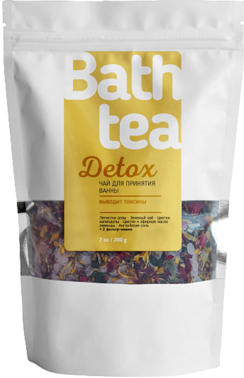 Detox-Badetee mit englischem Salz, grünem Tee, ätherischem Lavendelöl, Rosen-, Lavendel- und Ringelblumenblüten - Body Love Bath Tea Detox — Bild N1