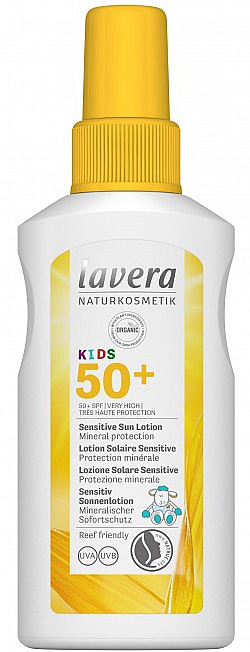 Sensitive Sonnenschutzlotion für Kinder mit mineralischem Sofortschutz SPF 50+ - Lavera Kids Sensitive Sun Spray SPF 50 — Bild N1