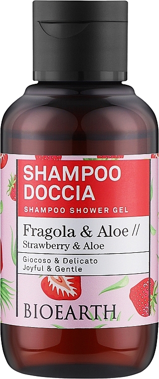 Shampoo-Duschgel Erdbeere und Aloe - Bioearth Family Strawberry & Aloe Shampoo Shower Gel  — Bild N1