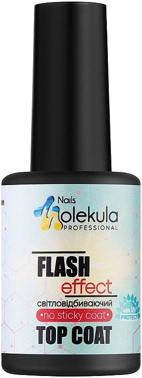 Decklack mit reflektierender Oberfläche ohne Klebeschicht - Nails Molekula Top Coat Flash Effect — Bild N1