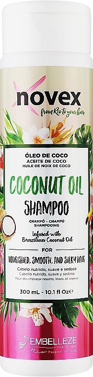 Feuchtigkeitsspendendes, regenerierendes Shampoo für brüchiges, trockenes und lockiges Haar mit Kokosnussöl - Novex Coconut Oil Shampoo — Bild N1