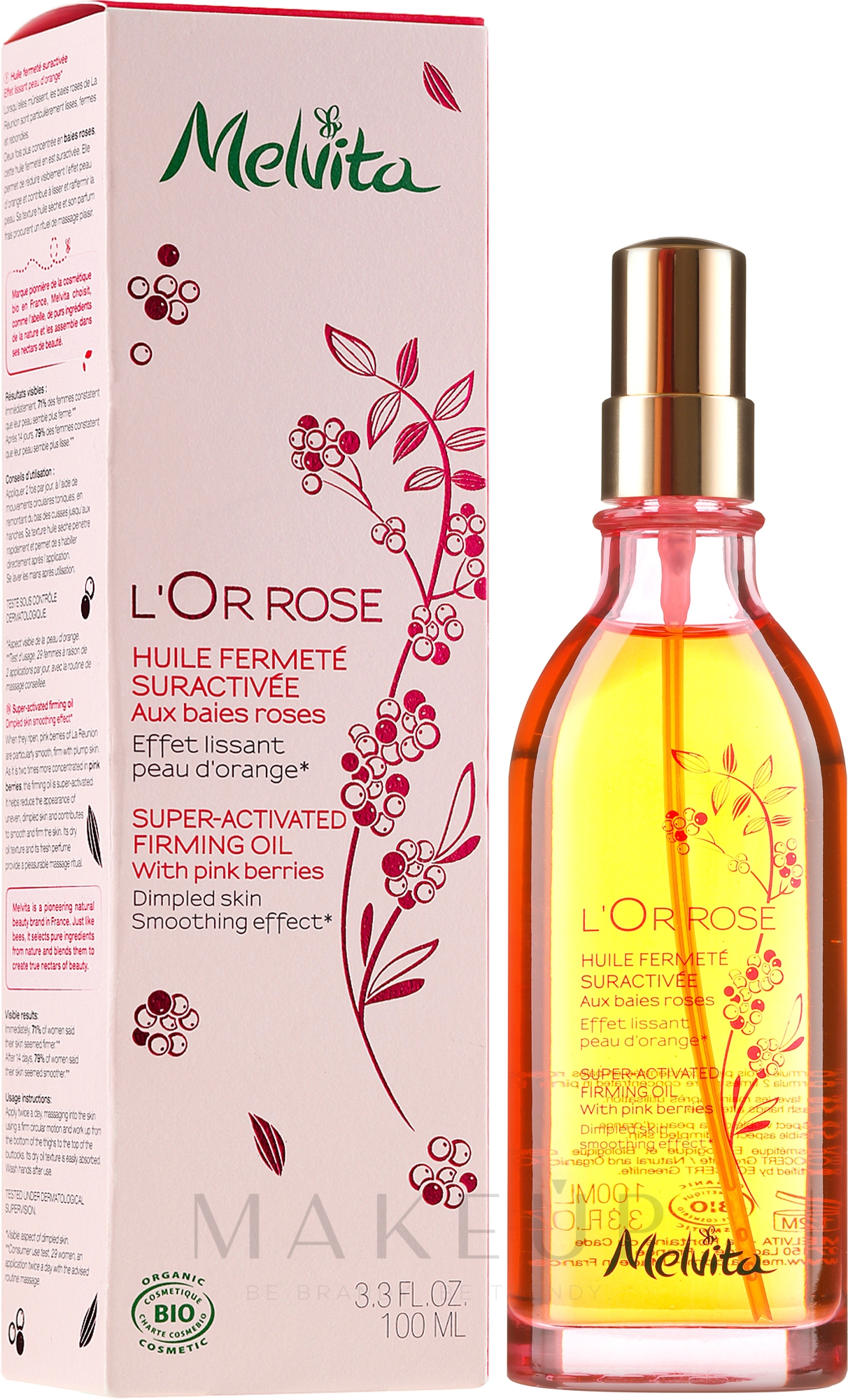 Hochkonzentriertes straffendes Körperöl mit rosa Beeren - Melvita L'Or Rose Huile Fermete — Bild 100 ml