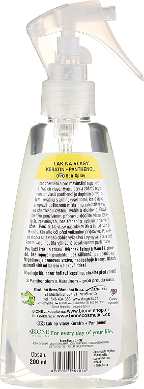Haarlack - Bione Cosmetics Keratin + Panthenol Hair Lacquer — Bild N2
