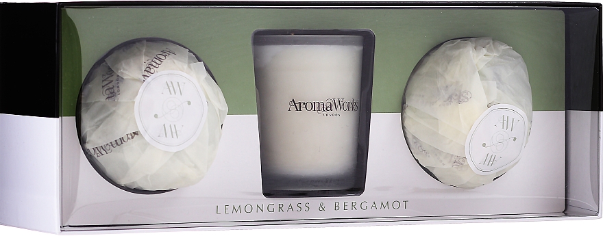 Duftset - AromaWorks Light Range Lemongrass & Bergamot & Mini Aromabomb Gift Set (Duftkerze 10ml + Badebombe 2x 175g) — Bild N1