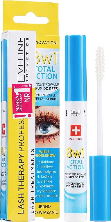 Wimpernserum mit Arganöl - Eveline Cosmetics Multi-Purpose Eyelash Serum Total Action 8in1
