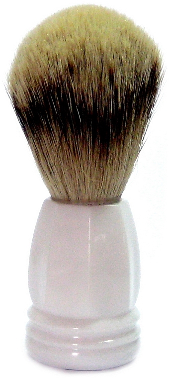 Rasierpinsel aus Dachshaar oval weiß - Golddachs Silver Tip Badger Plastic White — Bild N1
