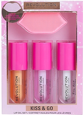 Makeup Revolution Kiss & Go Glaze Lip Care Gift Set (Lipgloss 3x4.5ml + Zubehör 1 St.) - Make-up Set — Bild N1