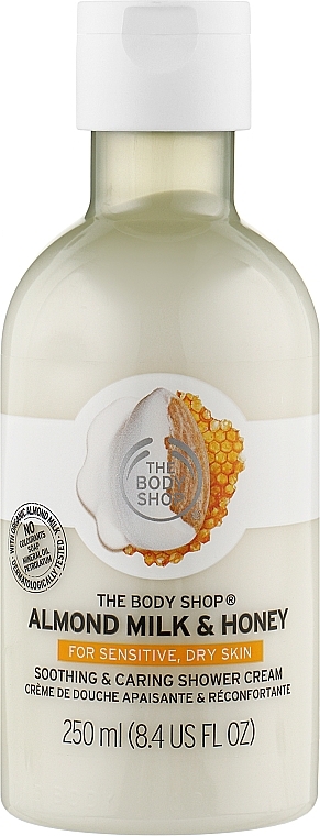 Beruhigende und pflegende Duschcreme mit Mandelmilch und Honig für trockene und empfindliche Haut - The Body Shop Almond Milk & Honey Soothing & Caring Shower Cream — Bild N1