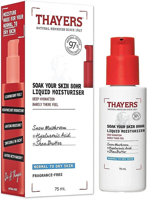 Feuchtigkeitscreme für normale und trockene Haut - Thayers Soak Your Skin 80HR Liquid Moisturizer — Bild N1