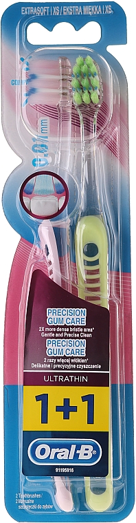 Zahnbürste extra weich Precision Gum Care rosa, grün 2 St. - Oral-B Ultrathin Precision Gum Care Extra Soft — Bild N1