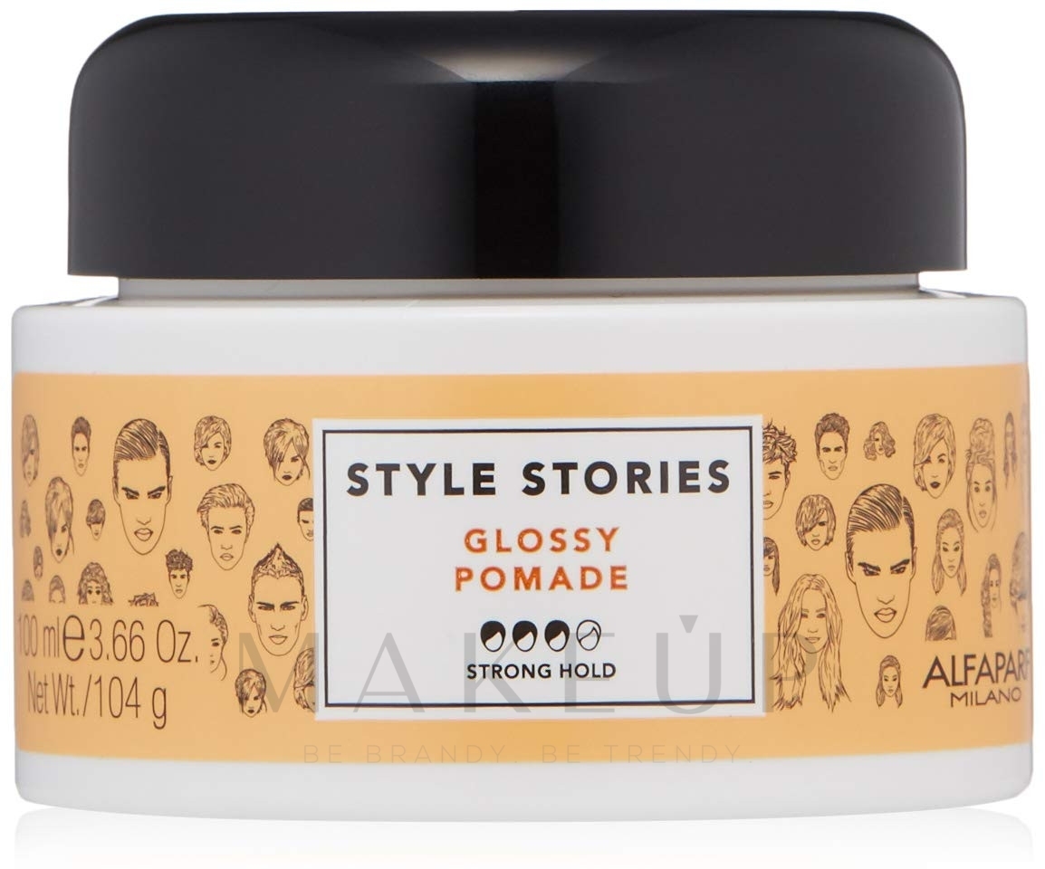 Haarpomade für mehr Glanz Starker Halt - Alfaparf Milano Style Stories Glossy Pomade Strong Hold — Bild 100 ml