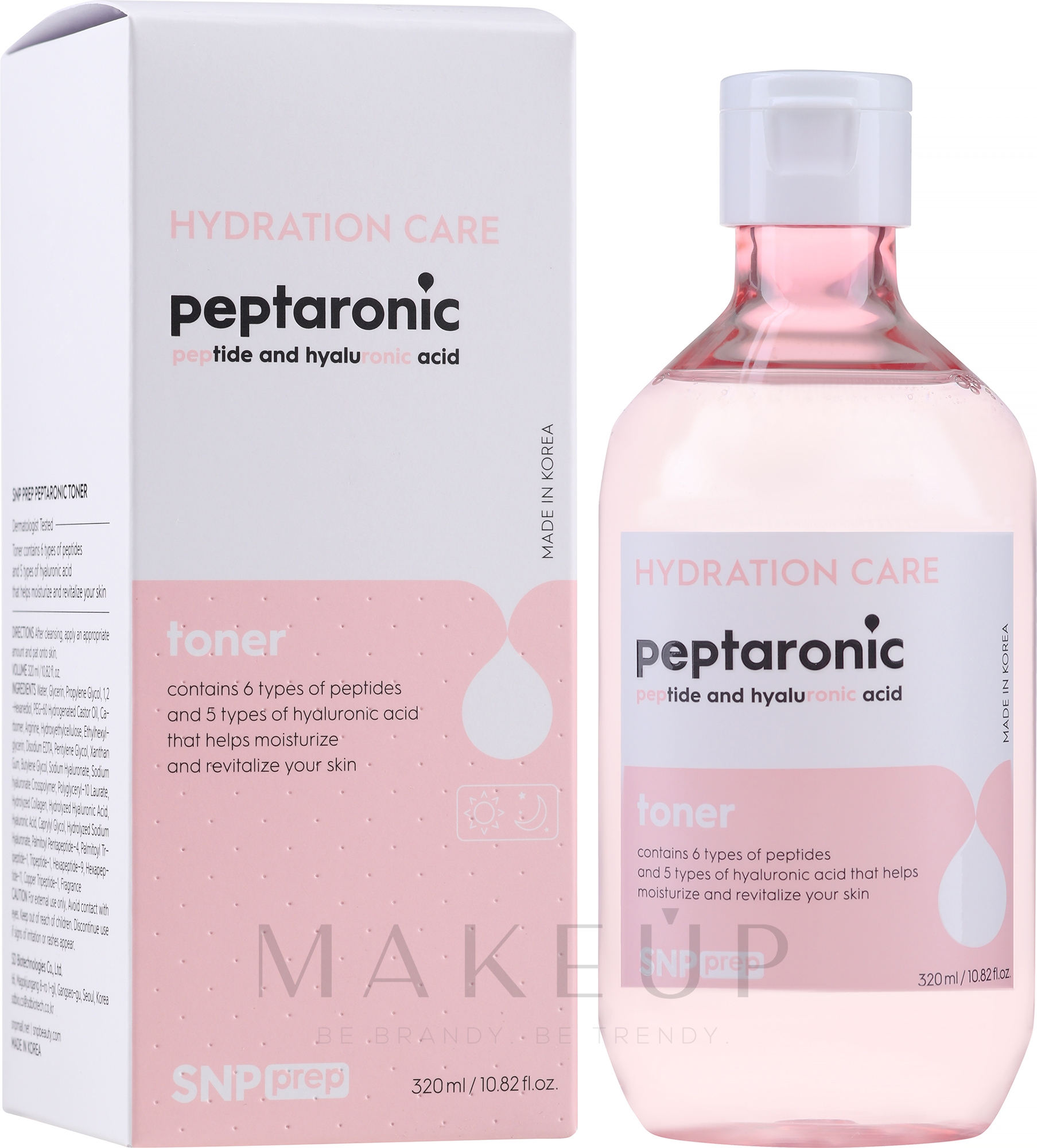 Glättendes und feuchtigkeitsspendendes Gesichtstonikum mit Peptiden und Hyaluronsäure - SNP Prep Peptaronic Toner — Bild 320 ml