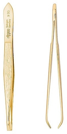 Gebogene Pinzette vergoldet 9 cm - Nippes Solingen Tweezer 9SG  — Bild N1