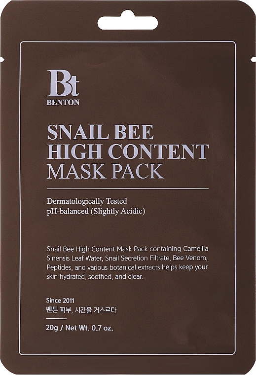 Gesichtsmaske mit Schneckenschleim und Bienengift - Benton Snail Bee High Content Mask Pack — Foto N1