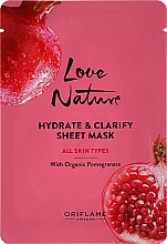 Düfte, Parfümerie und Kosmetik Reinigungstuch-Maske Granatapfel - Oriflame Love Nature Hydrate & Clarify Sheet Mask