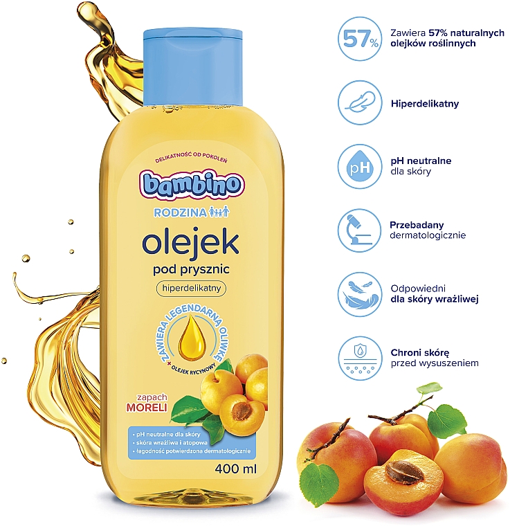 Duschöl mit Aprikosenduft für empfindliche und atopische Haut - Bambino Family Shower Oil — Bild N5