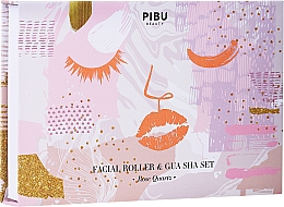 Düfte, Parfümerie und Kosmetik Gesichtspflegeset - Pibu Beauty Rose Quartz Facial Roller & Gua Sha Set (Massageroller)