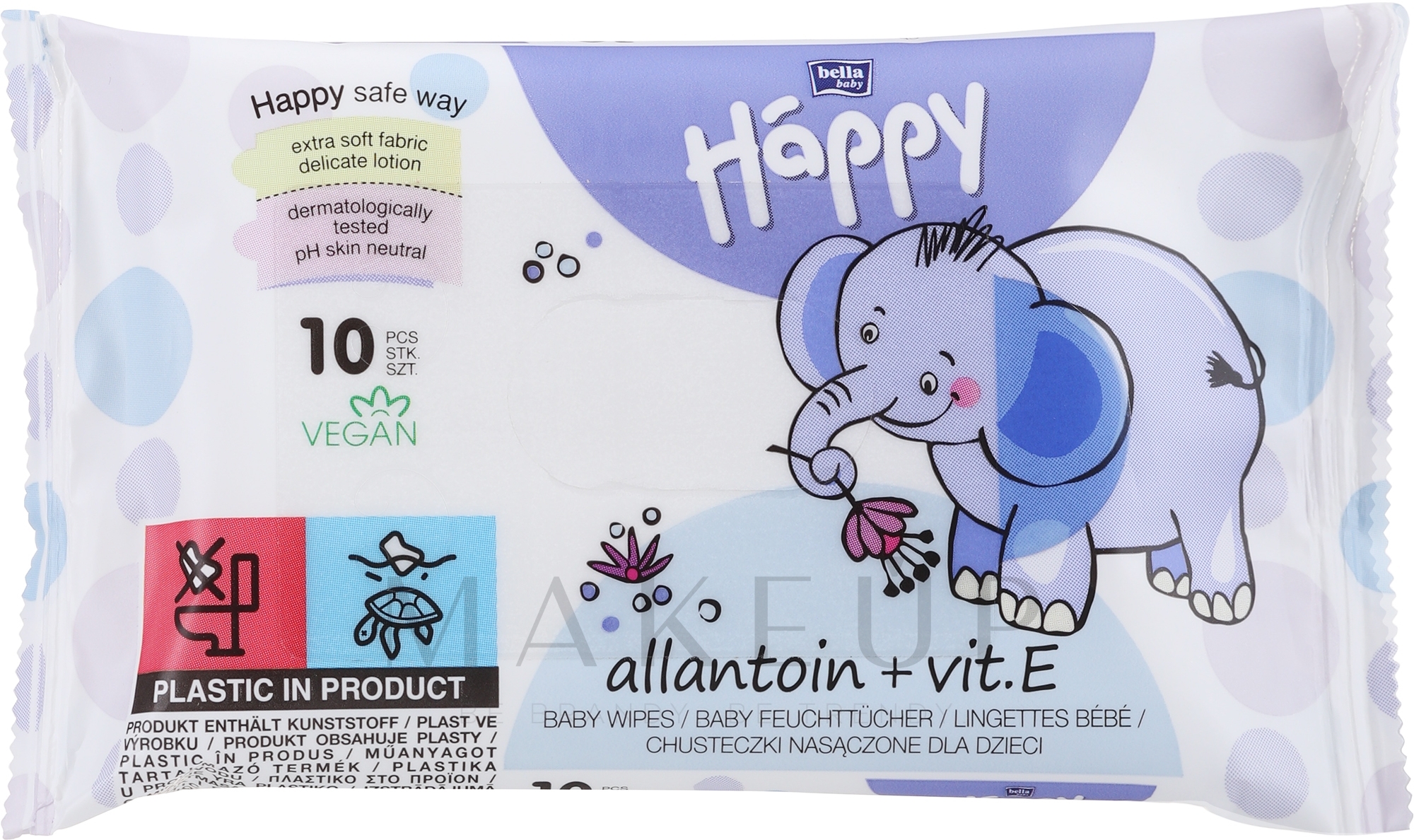 Feuchttücher mit Vitamin E - Bella Baby Happy Vit E & Allantoin — Bild 10 St.