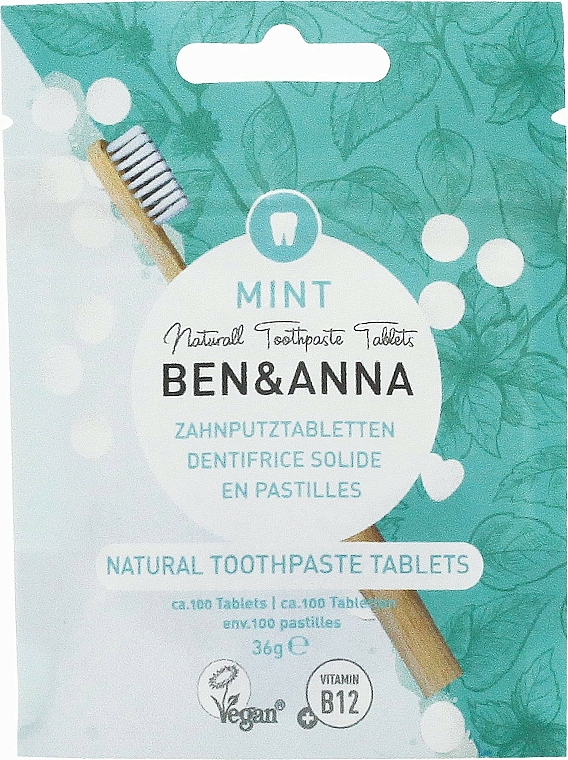 Fluoridfreie Zahnputztabletten mit Minzgeschmack - Ben&Anna Mint Toothpaste Tablets Without Fluoride