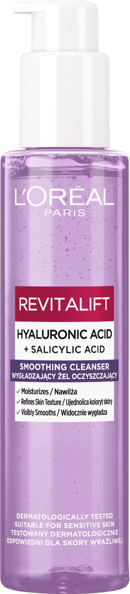 Feuchtigkeitsspendendes und reinigendes Gesichtsgel  - L'Oreal Paris Revitalift Hyaluronic Acid + Salicylic Acid Smoothing Cleanser  — Bild 150 ml