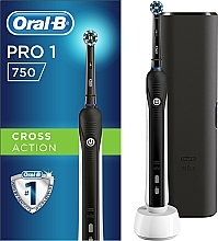 Elektrische Zahnbürste mit schwarzem Etui - Oral-B Pro 750 Cross Action Black — Bild N1